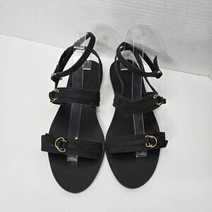 VALIA GABRIEL BLACK LEATHER SANDALS, SIZE 41